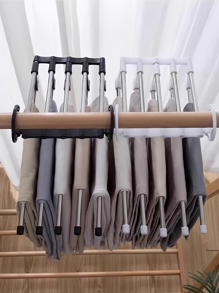 Magic Multi-layer Pants Hanger Home Use Sl Clothing Storage Organizer Tool Foldable Plastic Trouser Ra Wardrobe