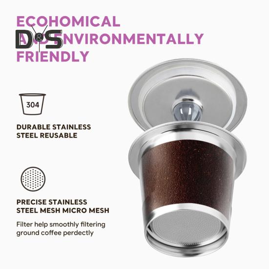 Stainless Steel Coffee Filter for K Cup Reusable Coffee Capsule Cup Fine Mesh Filter Design BPA-Free Easy To Use Refillable Coffee Filter for Ninja