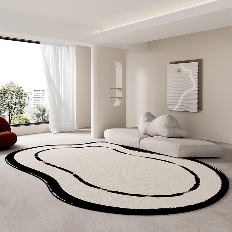 Shaped Living Room Carpet Large Size Bedside Floor Mat Irregular Shape Black White Minimalist Style Home Decoration Rug Alfombra