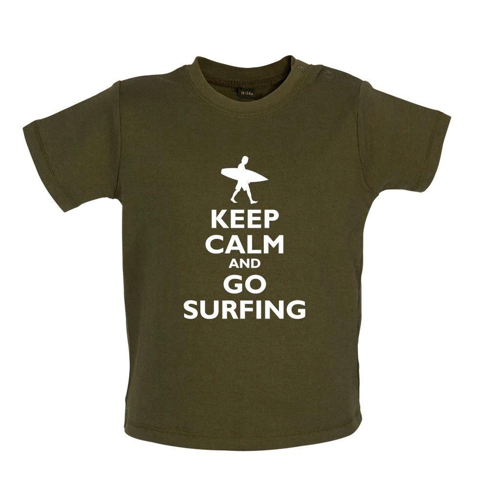 Keep Calm And Go Surfing - Baby Kids Boys Girls Unisex T-Shirt / Babygrow - Surfer Surf Surfboard Beach 150