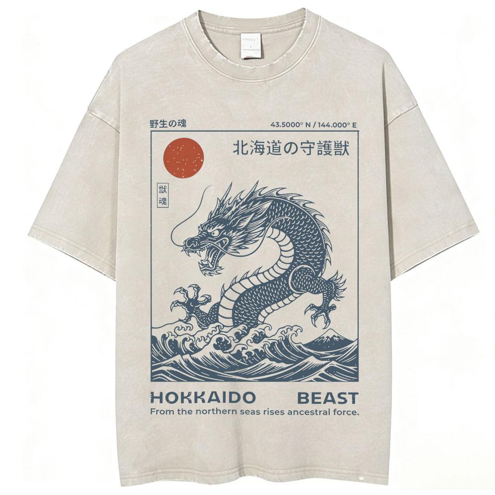 Vintage Japan Osaka Dotonbori Krabben Stadtbild Grafik T-Shirts Herren Gewaschen Mode Übergroßes Baumwoll-T-Shirt Unisex Streetwear