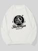 Men's Casual Round-Neck Sweatshirt with Letter Design, Loose Fit Round Neck Pullover Top for Dojo Practice & Casual Wear