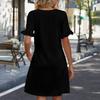 Women A Line Sun Dress Short Sleeve V Neck Dress With Pockets