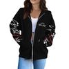 Women's Casual Fashion Printed Long Sleeve Zipper Hooded Sweatshirt