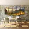 5 Piece HD Print Painting Canvas Home Decor Sunset Mountain Clouds Green Nature Landscape Poster Modular Wall Art Pictures No Frame No Frame