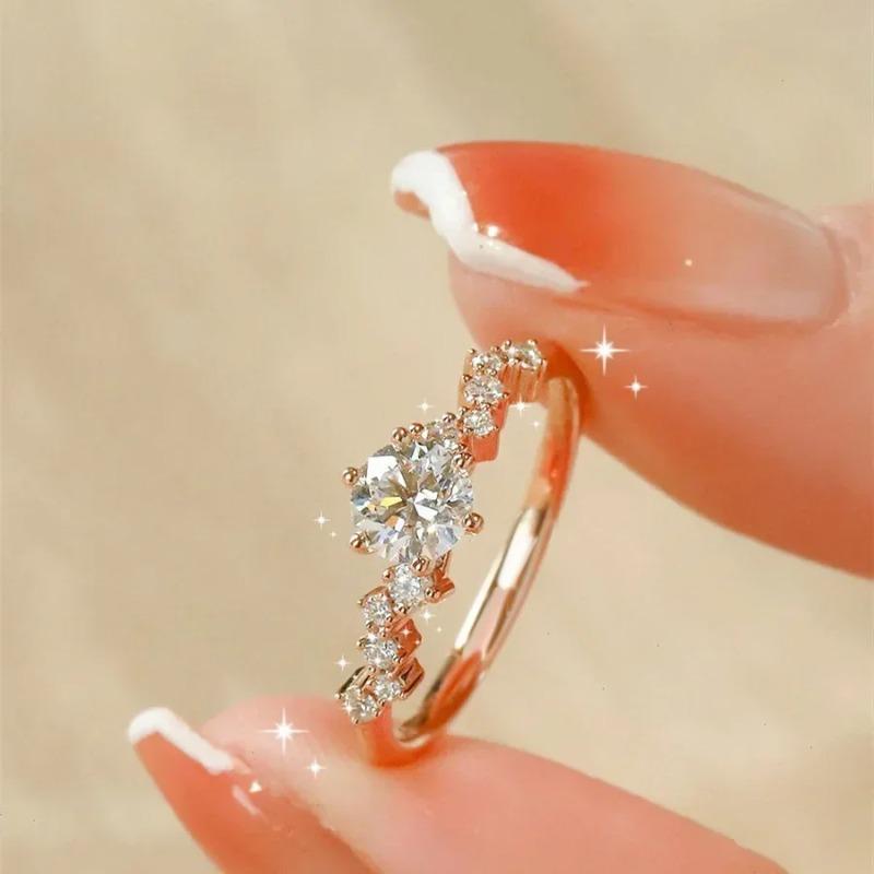 

Star Engagement Rings for Women Stainless Steel Ring Promise Wedding Jewelry Bague Acier Inoxydables Femme розового золота