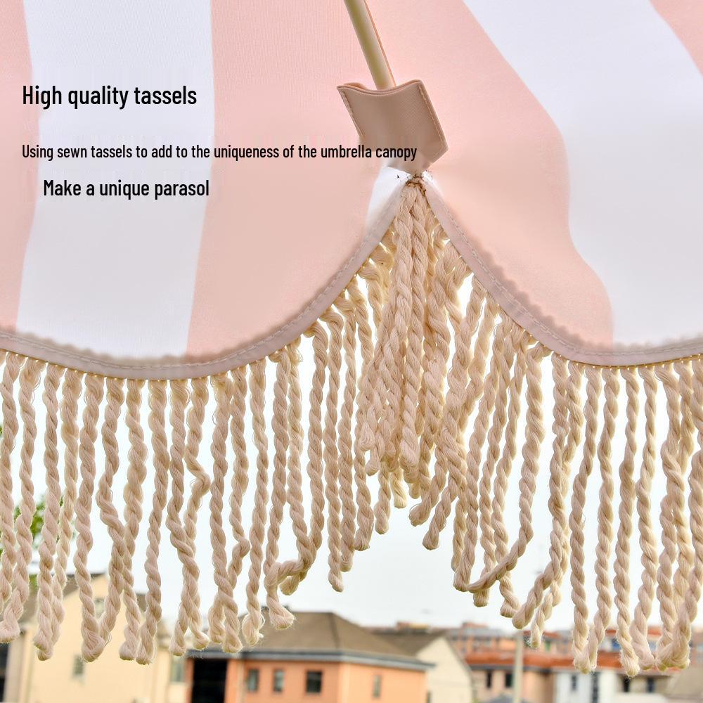 Outdoor Tassel Patio Umbrella: Beach, Scenic, Leisure, Hotel & Villa Sunshade