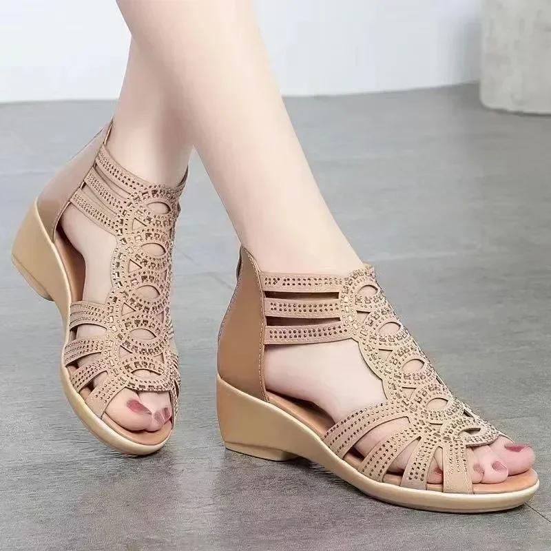Fashion Gladiator Shoes for Women Summer Women's Peep Toe Wedge Sandals Outdoor Dress Office Ladies Heeled Shoes Platform Causal Sandals