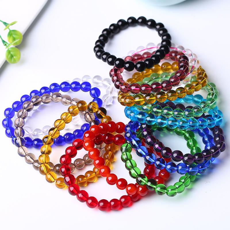 Artificial Crystal Bracelet, Single-loop Glass Pendant Bracelet, Elastic String Bracelet