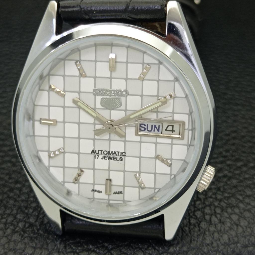 REFURBISHED JAPAN MADE SEIKO 5 AUTOMATIC MENS WATCH WHITE DIAL CUSTOM A440124-2 QV90-a440124