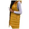 Womens Ladies Warm Plus Size Solid Color Hooded Single Breasted Medium Length Cotton Jacket Waistcoat Slim Cardigan Coat