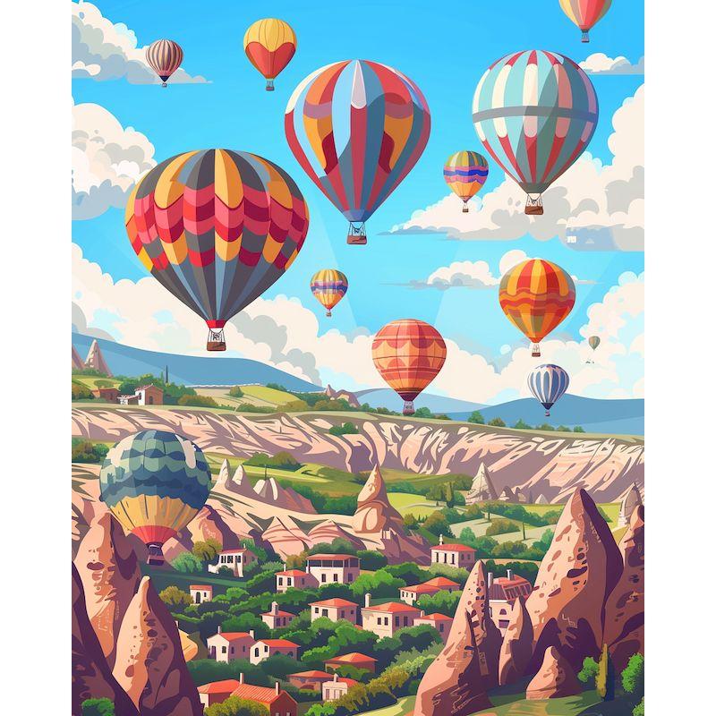 CHENISTORY Oil Painting By Numbers On Canvas,Hot Air Balloon,Paint Kit,Landscape,Handpainted,Pictures By Numbers,Decorative Gift