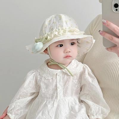 Baby Hat Spring and Autumn Thin Baby Girl Little Month-old Princess Fashionable Sun Protection Sun Hat Fisherman Hat Sun Hat