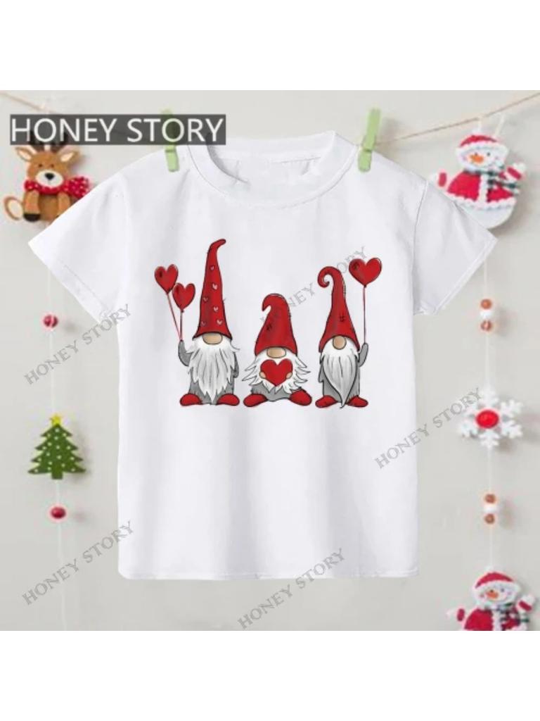 Merry Christmas T Shirt Christmas Christmas Snowman Pattern Children's Boys and Girls Short-sleeved T-shirt