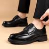 Black formal men's leather shoes Classic retro versatile style Daily leisure business party Elegant and handsome adult shoe