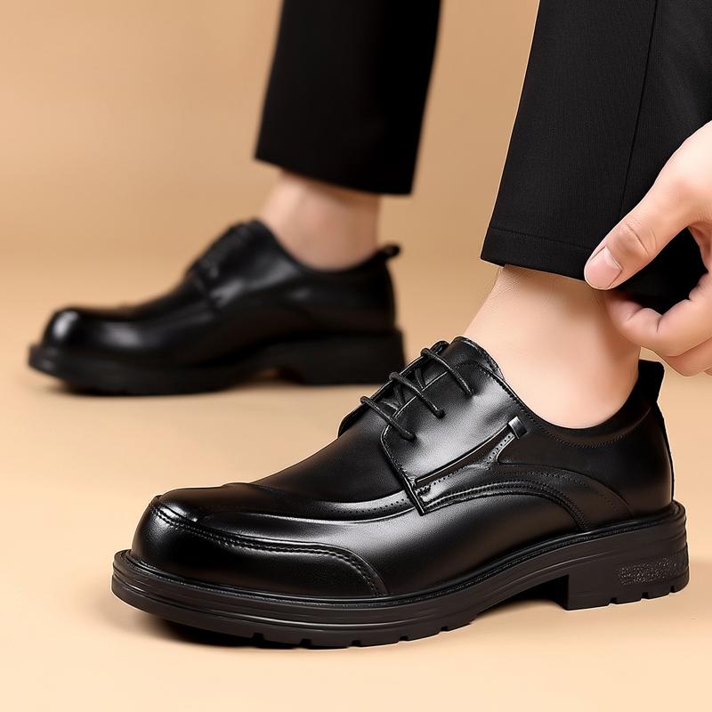 Black formal men's leather shoes Classic retro versatile style Daily leisure business party Elegant and handsome adult shoe