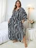 EDOLYNSA Schicker gestreifter Kaftan Strandkleid Damen Homewear übergroßer Kaftan frisches Kleid frisches Kleid Hausmantel Q1297