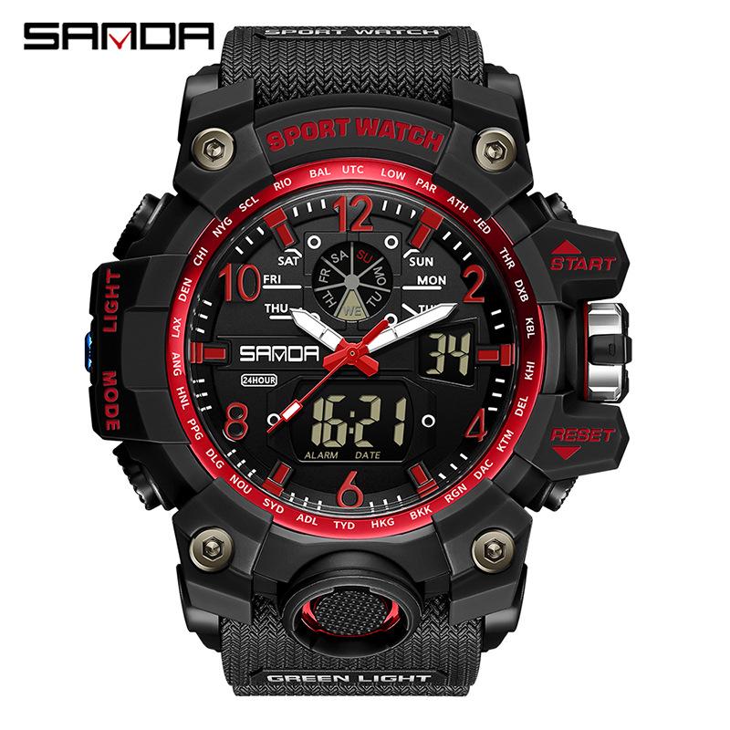 Sanda Youth Fashion Luminous Waterproof Shockproof Alarm Men's Watch