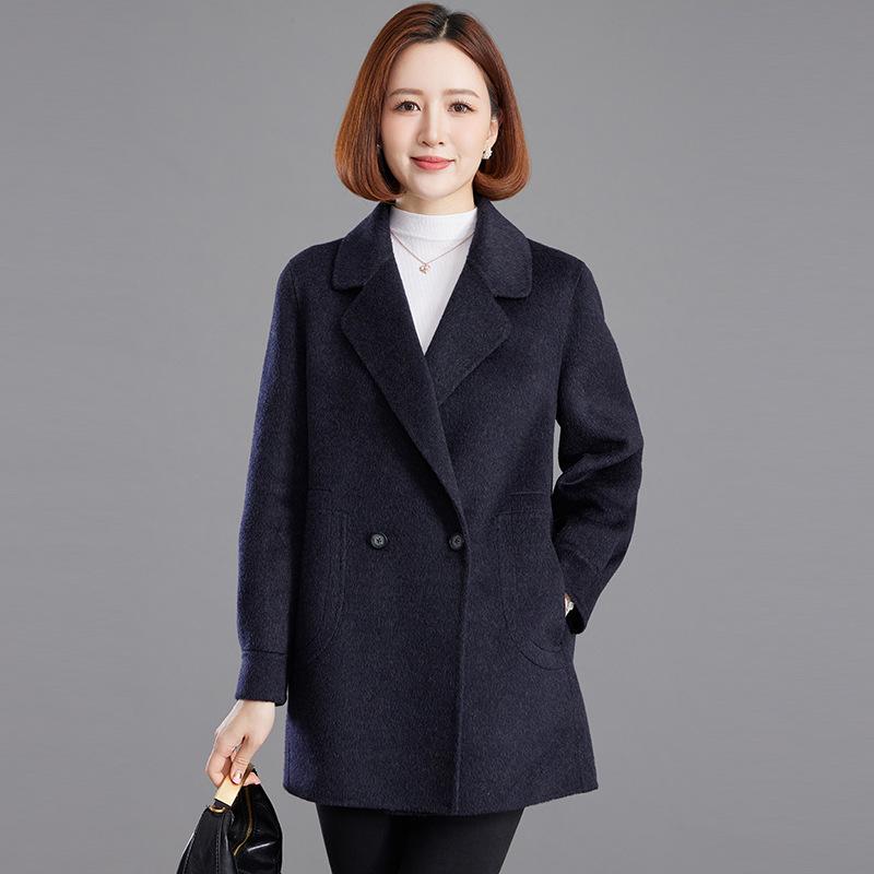 

Women s Plus Size Mid-Length Pure Wool Double-Faced Coat - Korean Style Autumn/Winter 2025 Collection M