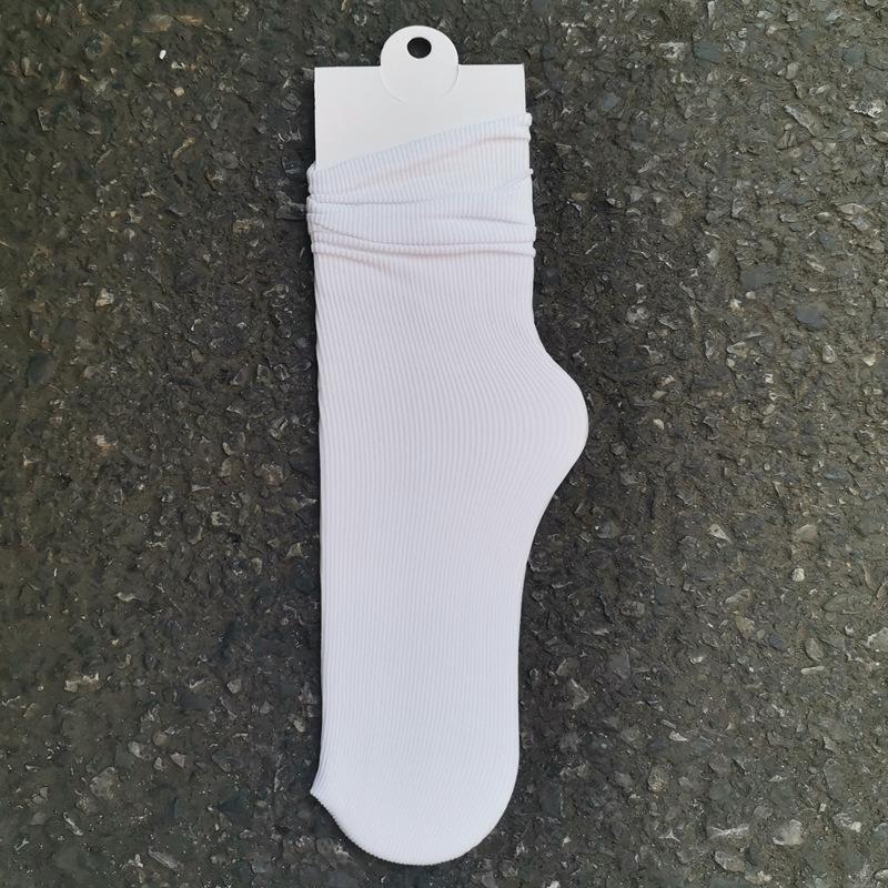 Women's Summer Thin Allpurpose Solid Color Retro Vertical Stripe In The Long Tube Pile Socks