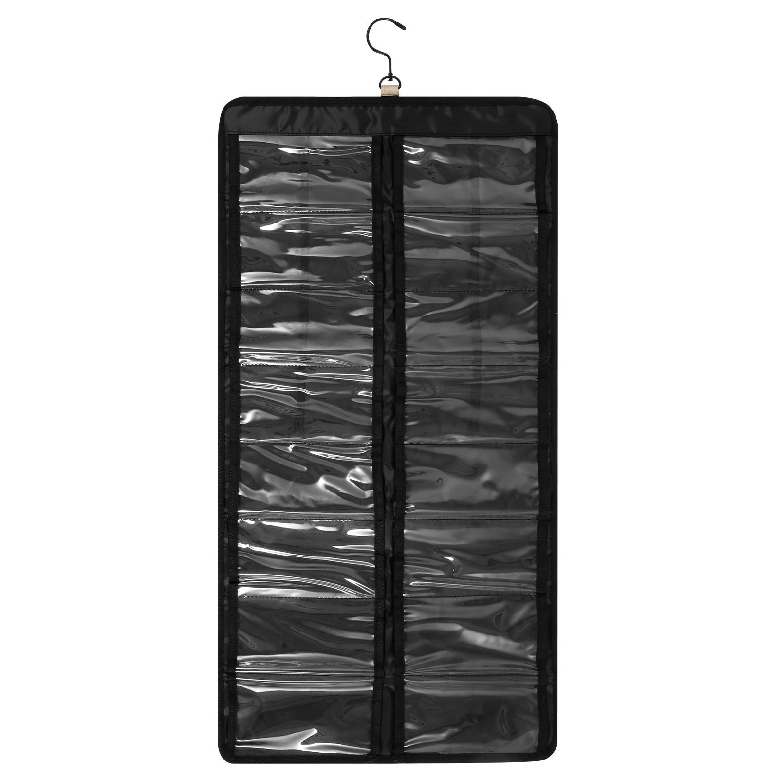 

16 Slots Eyeglasses Storage Holder Double-sided Clear Sunglasses Glasses Display Hanging Dustproof Bag Portable Organizer чёрный