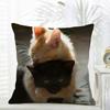 L-Little Black Cat Couple Pillow Cute Cushion Cover Daily Washable Linen Pillowcase Soft For Sofa Bed Home Room Decor