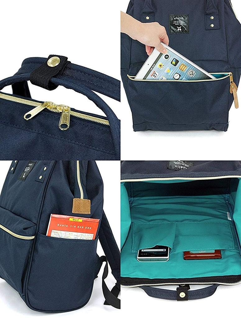 Large Water Heathered Navy [Anello] Capacity, Repellent, Clasp, Backpack, Daypack, GU-B3013,