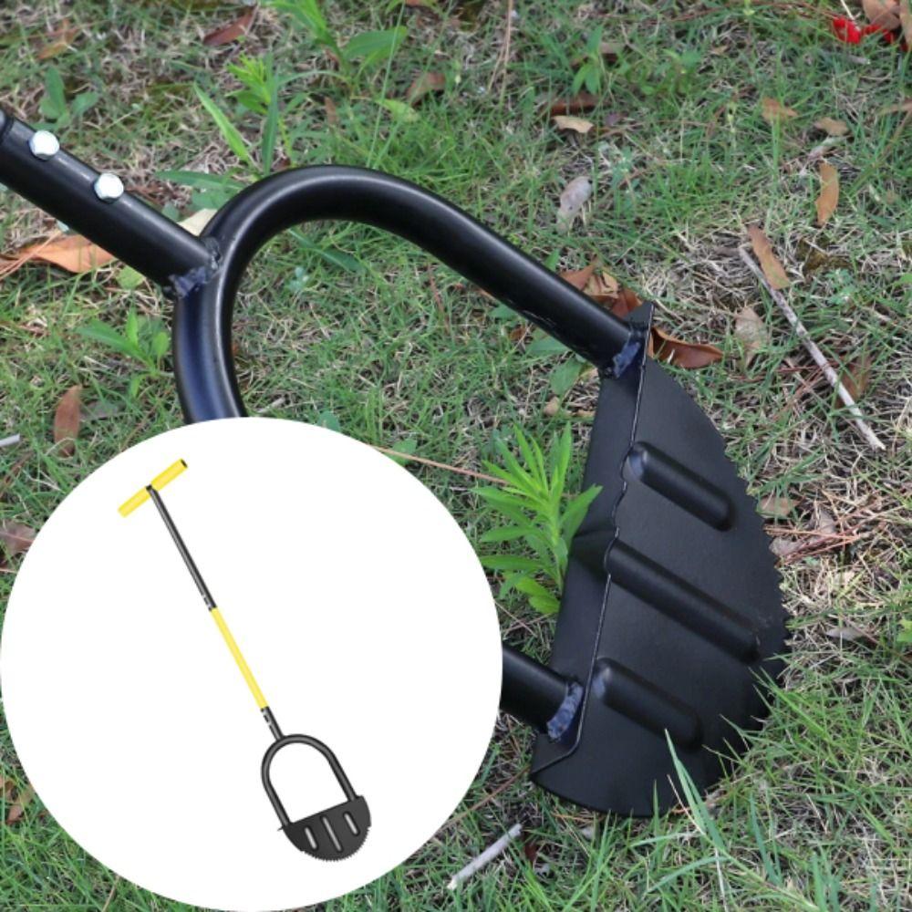 Grass Trimming Handheld Lawn Mower Manual Portable Trimming Shovel Half Moon Shape T-Grip Handle Garden Edger Household Use