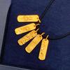 Ancient Gold Five Elements Pendant: Solid Chisel-Carved Square Bar Necklace - Gold, Wood, Water, Fire, Earth - Women's Gift