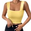 Basic Crop Tops for Women Square Collar Low Back Sleeveless Short Tank Top Solid Color Stretchy Bodycon Sexy Backless T Shirt