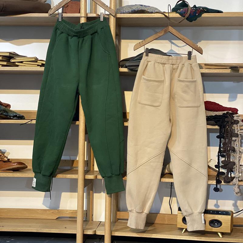 Autumn/Winter 150kg Retro Cuffed Casual Trousers Men's Korean Slimming Patchwork Fleece-lined Harem Trousers Sweatpants