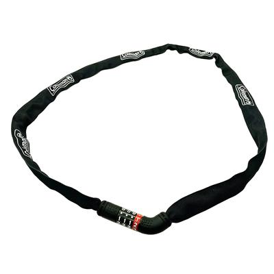 Coleman Bicycle Cycle Lock Key 4 Digit Dial Chain Lock with Sleeve Black Length 120cm