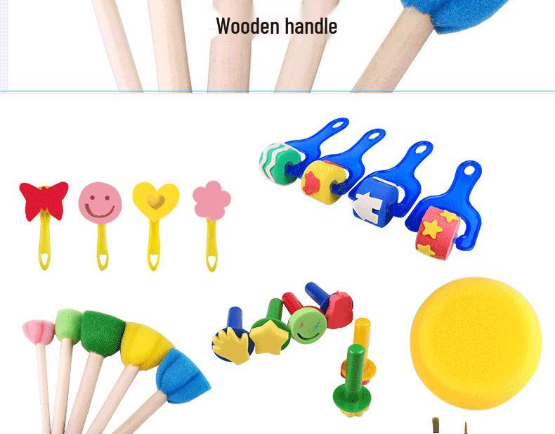 30-Piece Children's Art Sponge Stamp Set for DIY Early Education and Graffiti Painting
