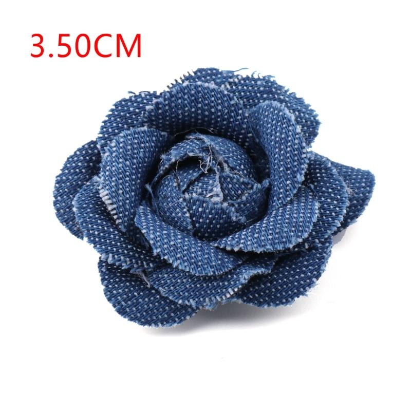 5pz Tessuto di Cotone Denim Coreano Fiori Vestiti Cappelli Decorazione Abito Fiori Accessori per Capelli Fai da Te Scrapbooking Materiali per Artigianato