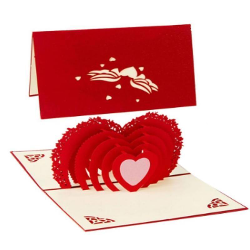 3D Creative Card Heart To Heart Anniversary Valentine Birthday Thank You Christmas Suitable Household Festival Party Supplies