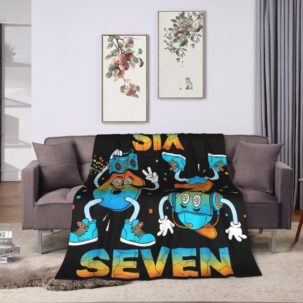 67 Zes Zeven 6 7 Grappige Italiaanse Brainrot Radio Muziek Deken Zacht Mode Pluche Worpdeken Voor Meisjes Slaapkamer Flanel Sprei