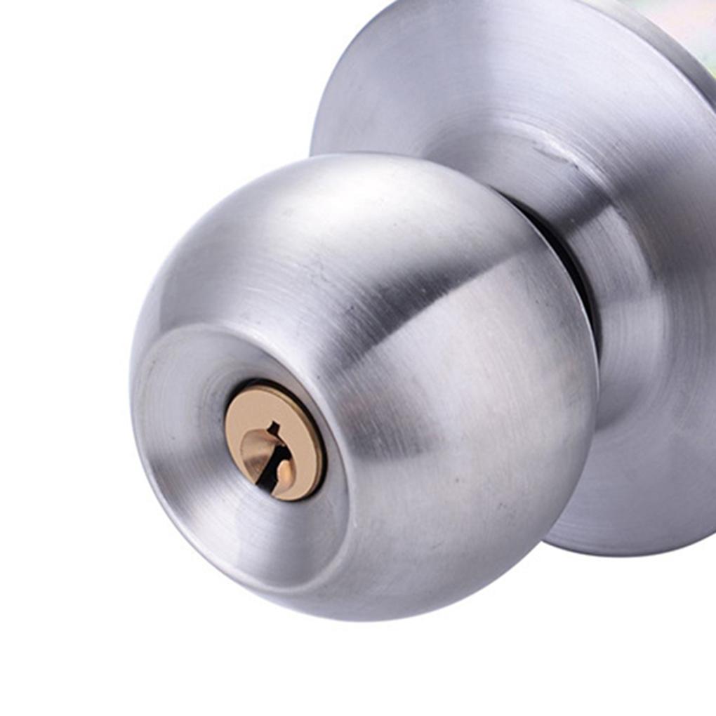 Round Door Handle Knob Universal Stainless Steel Lock Locks with Three Keys Household Sturdy Round-shape Gear Gold