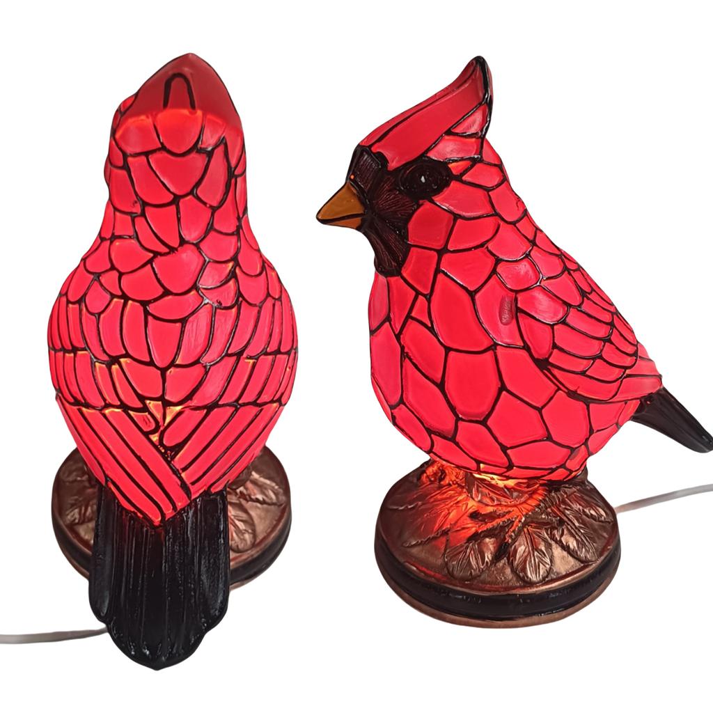 14/17cm Tall Cardinal Lamp Christmas Art Decor Light Red Bird Night Light for Home Decor Resin Red Bird Table Lamp