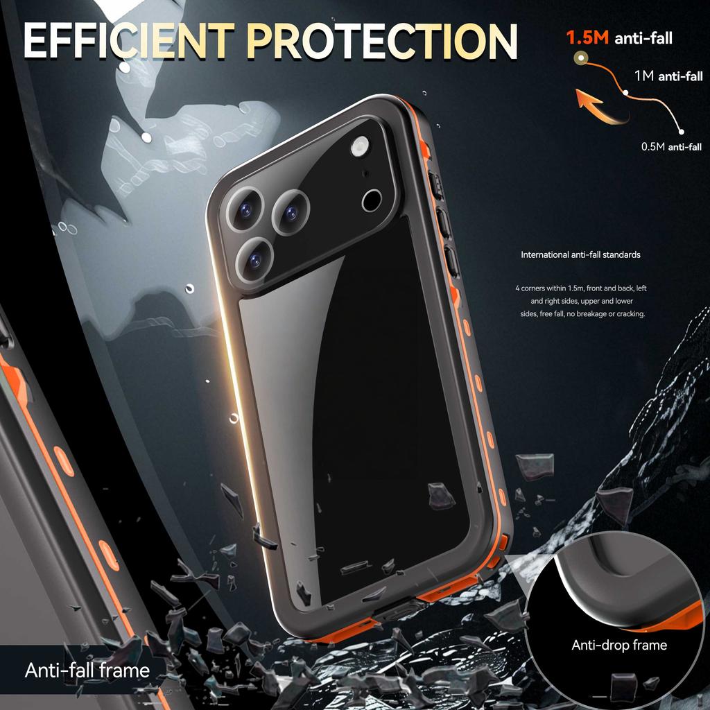 Shellbox-Compatible with IPhone 17 Pro Max /17 Pro/ Air /17, Transparent Shockproof and Dustproof IP68 Waterproof Phone Case