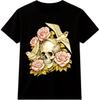 Skull Rose T Shirt Gothic Floral Graphic Tattoo Style Vintage Dark Art Tee