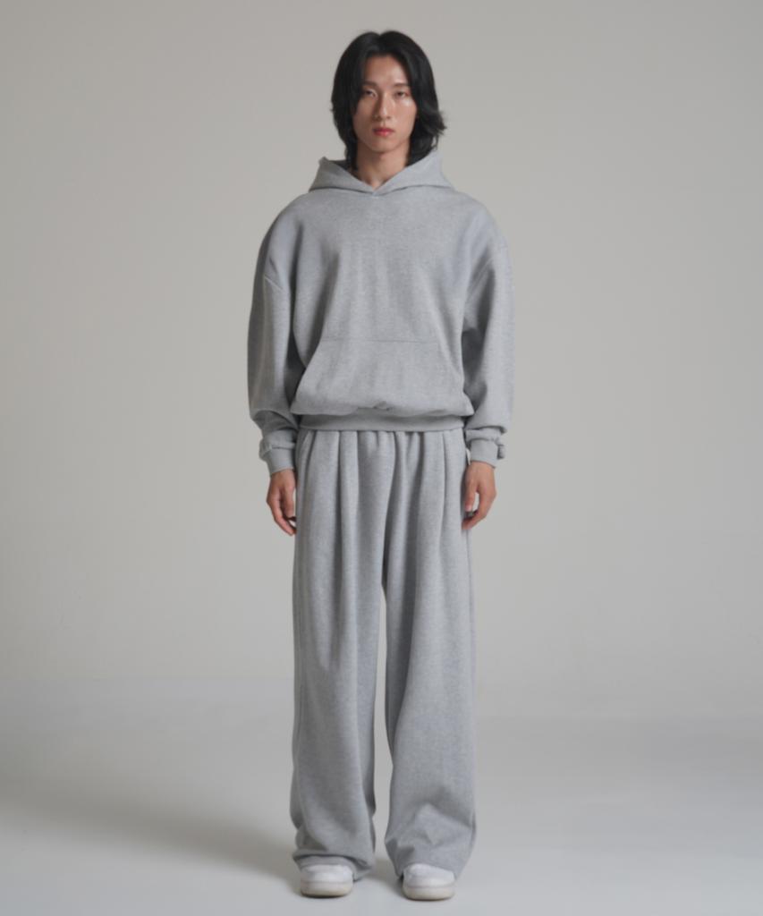Noming One-Pleat Wide Sweatpants - Gray