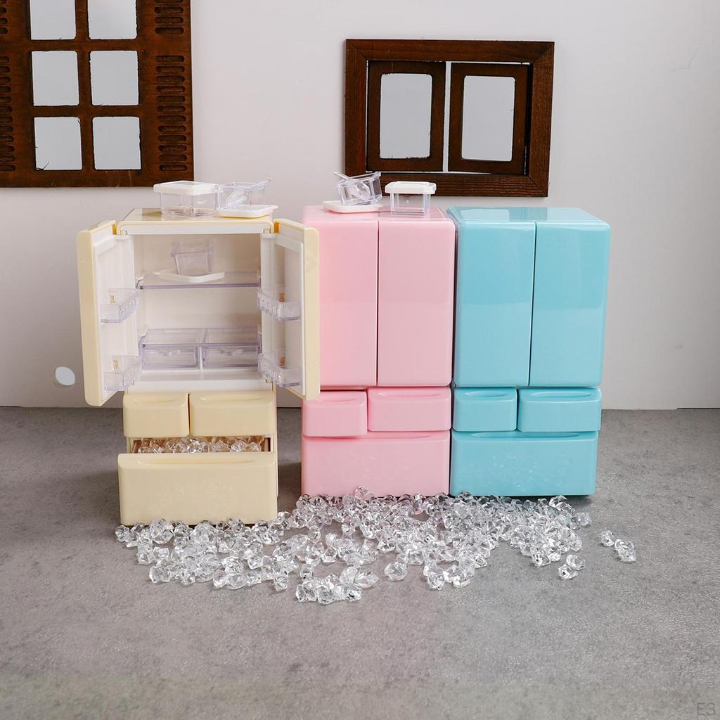 1/12 Freezer Refrigerator Dollhouse Furniture Ornaments with Tweezers Toy for Furnishings Decoration