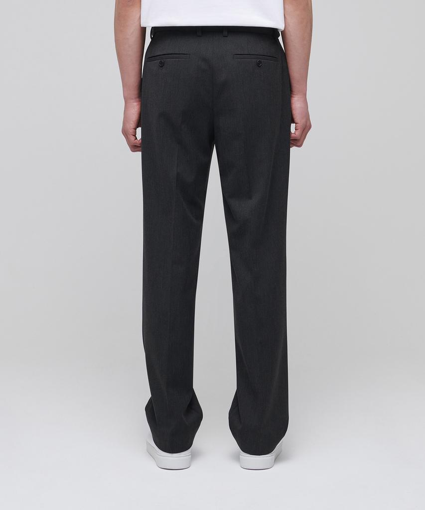 MUSINSA STANDARD Lightweight Semi-Wide Hidden Elastic Waist Slacks [Charcoal Gray]