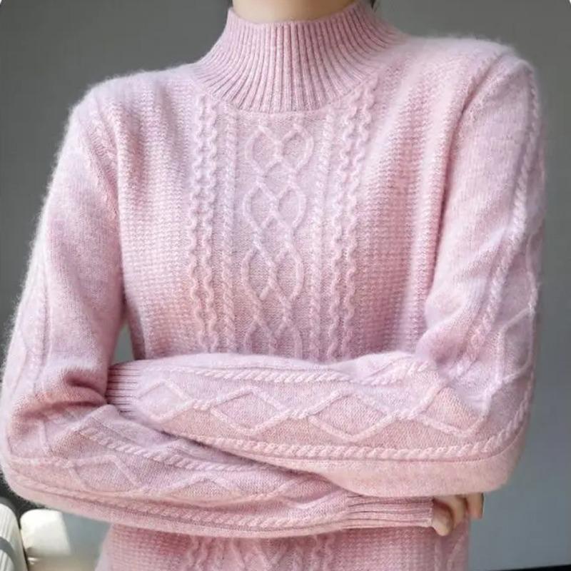 

Осінь-зима Жіночий светр Теплий кашеміровий светр Вільний пуловер великого розміру Водолазка Трикотажна сорочка M рожевий