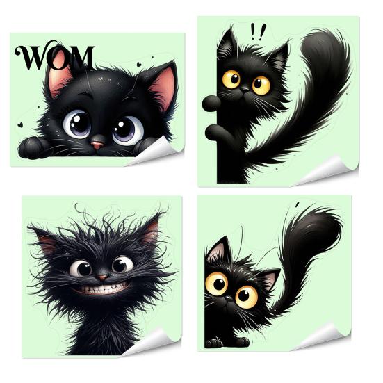 Cute Animal Switch Sticker Luminous Light Decals, Glow in The Dark Cat Sticker, Cartoon PVC Wall Art Mural for Bedroom Living Room Waterproof Decal