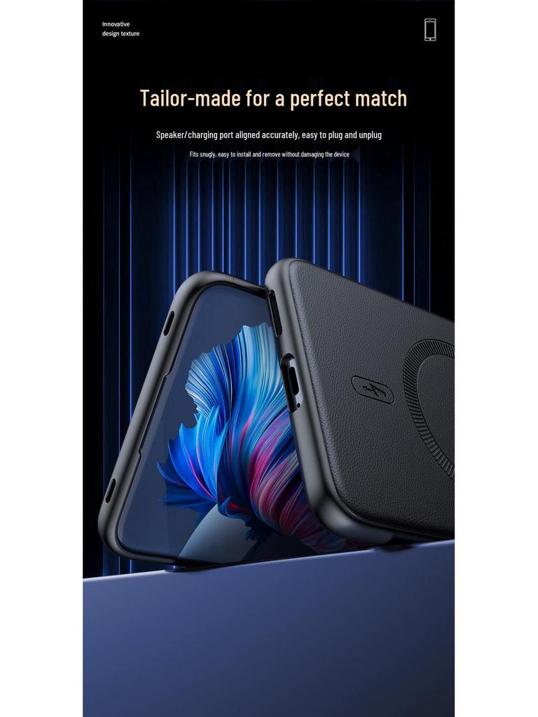 Leather-Textured Magnetic Silicone Phone Case for OPPO Reno14 – Unisex, Sleek Design.