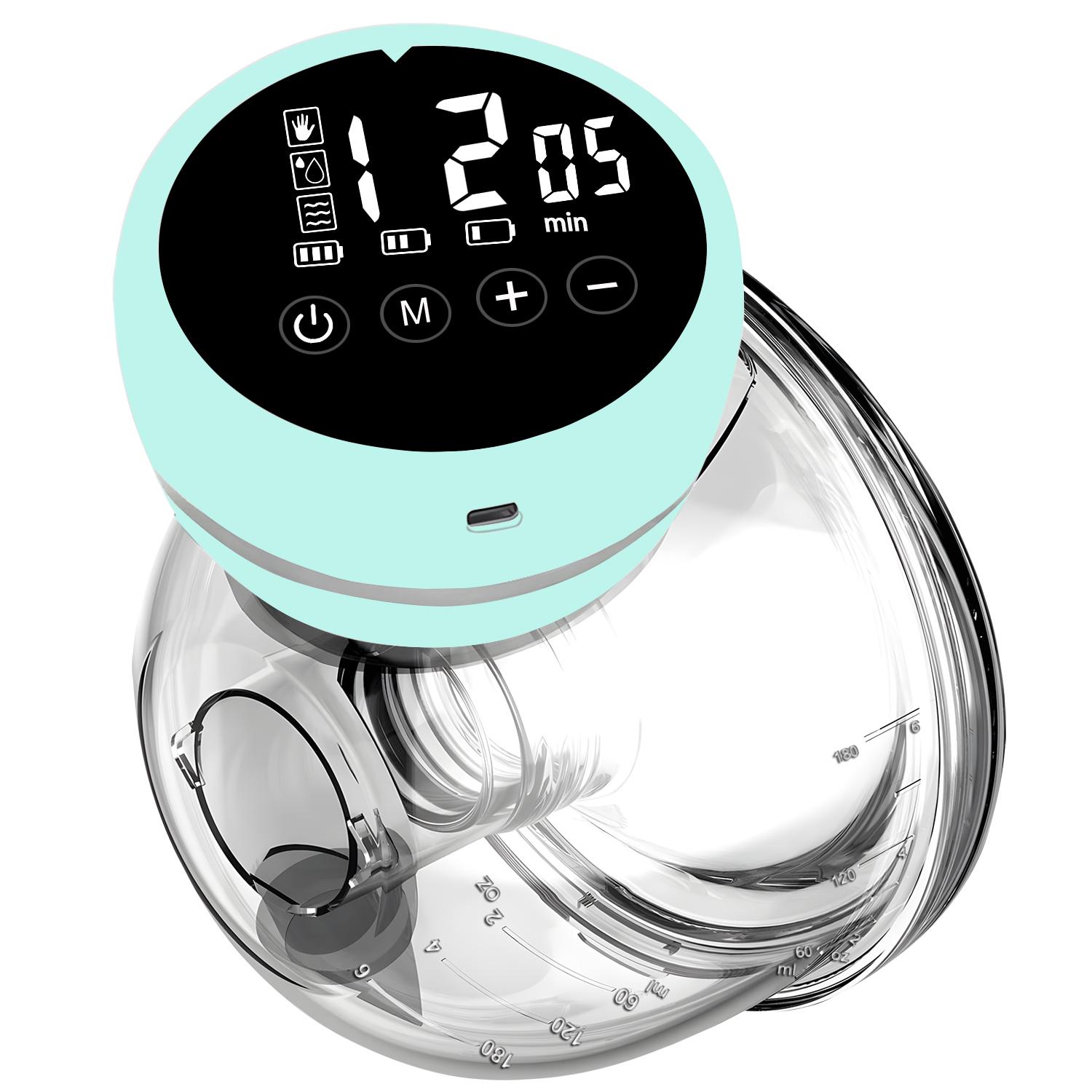 

Portable Wearable Electric Breast Pump Hands Free Low Noise BPA-Free Breastfeeding Collector зелений