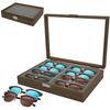 Wooden Eyeglass Storage Sunglasses and Eyeglasses Storage Case for 8 Suitable for Multiple and Other Small Box, Pairs, Eyeglasses, Jewelry,