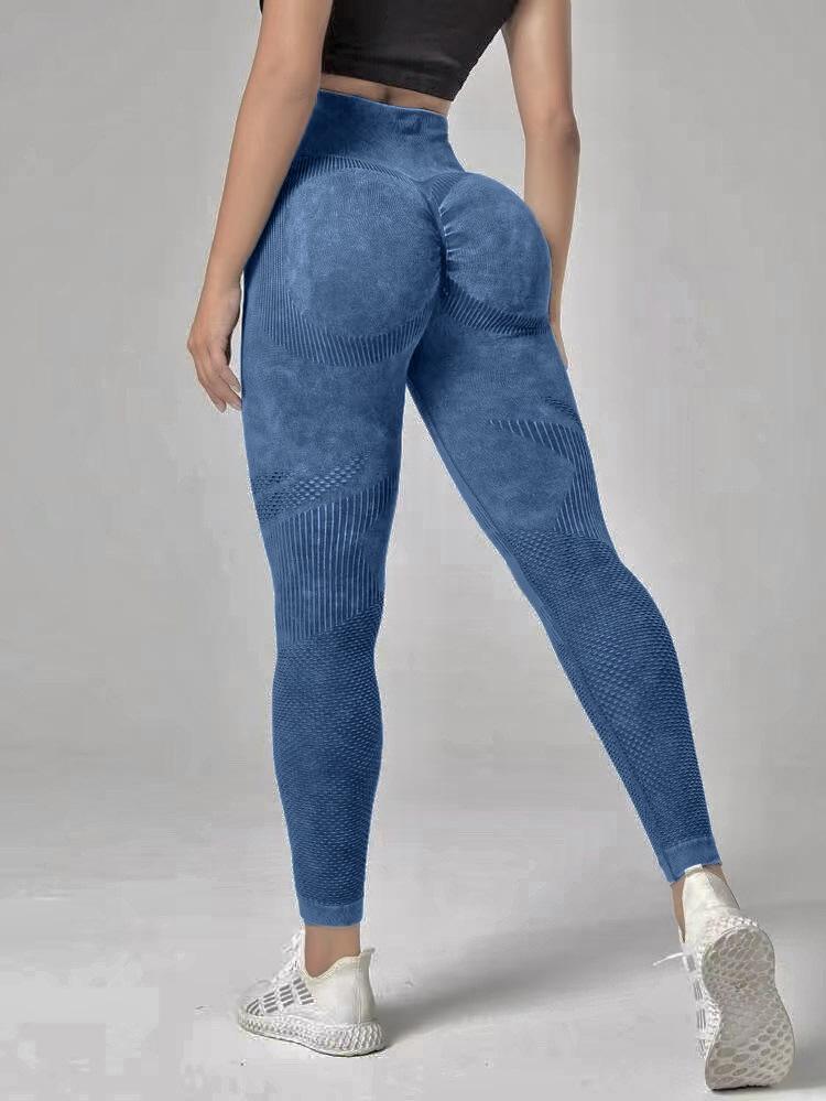 High Waist Seamless Yoga Pants - Women's Peach-Lift Tights, Washed Sanded for Fitness