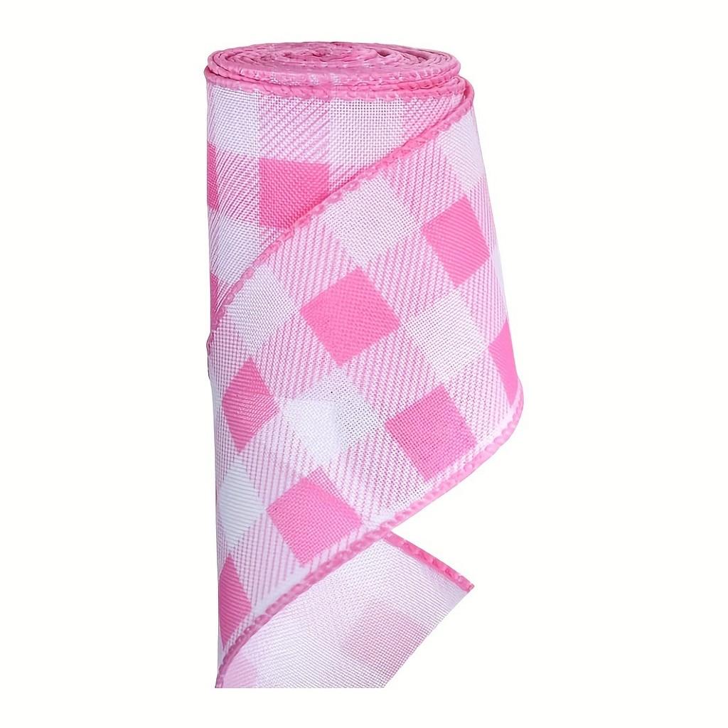Stylish And Pink White Checked Fabric Ribbon For Unique Event Decorations Crafts And
